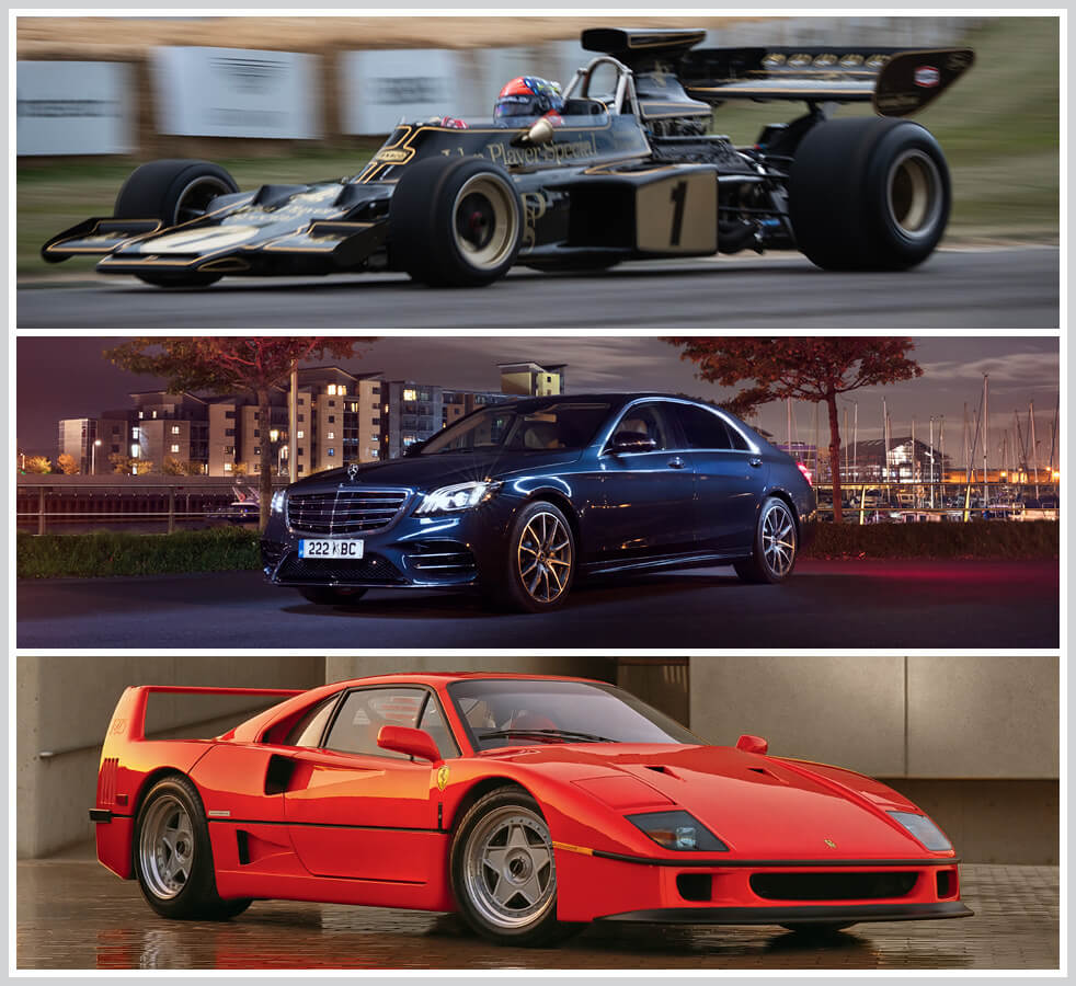 The 100 best classic cars: Lotus 72, Mercedes-Benz S-Class, Ferrari F40